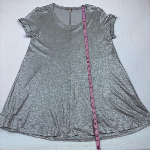 BORDEAUX Anthropologie Women’s XS Silver Metallic Swing Dress Tunic A-Line Top - Picture 11 of 13